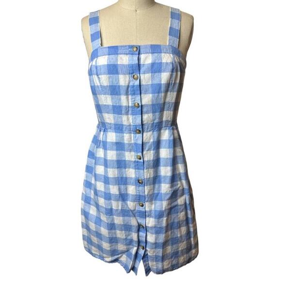 J. Crew Factory Blue White Check Print Sleeveless Dress Women's Size 6 - Picture 1 of 6